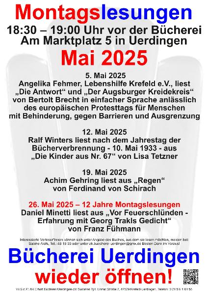 Montagslesungen Mai 2025