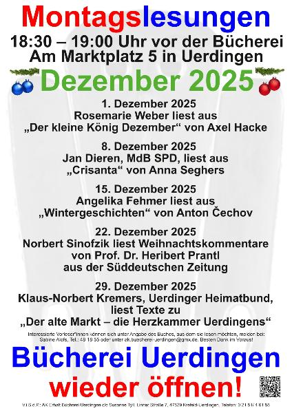 Montagslesungen Uerdingen Dezember 2025